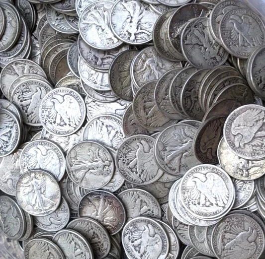 🔥 {4} 90% SILVER Walking Liberty Half Dollars Average Circulated Condition