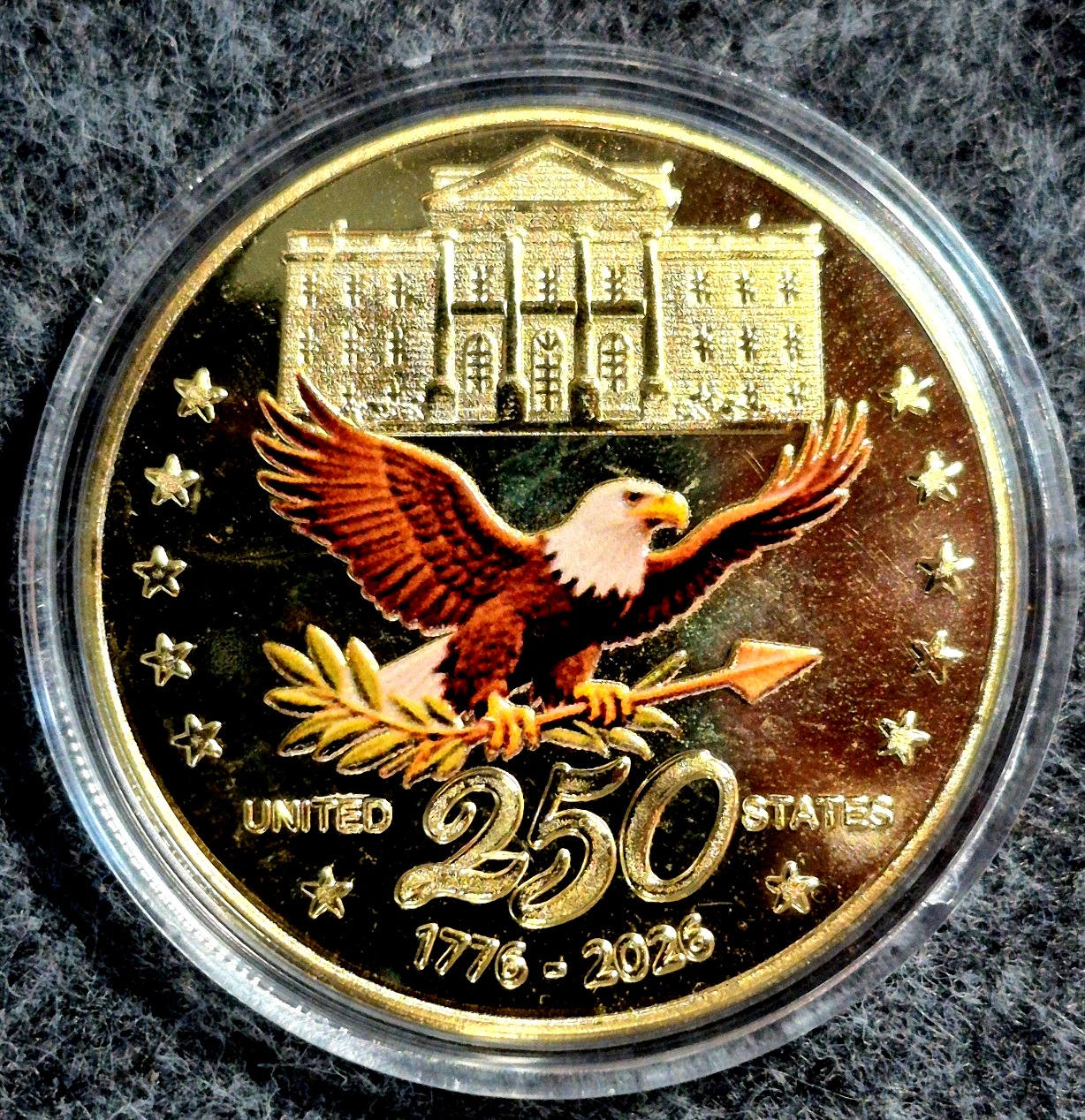 Gold Tone USA 250th Anniversary Commemorative Double-Sided Gift Coin 1776-2026