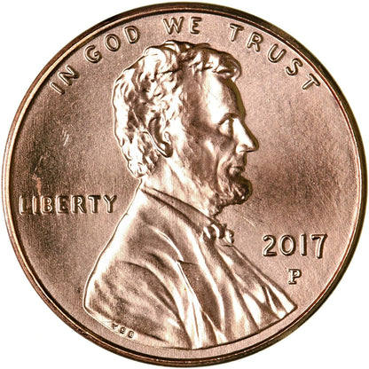 ✅ 2017 P Lincoln Shield Cent BRILLIANT UNCIRCULATED RED Penny US Mint 1c Coin