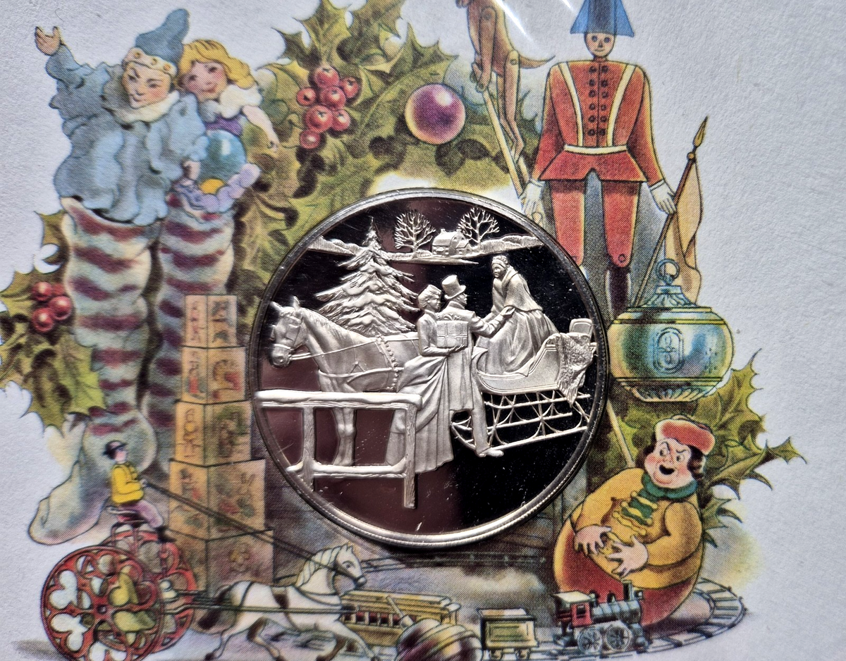 1976 Postmasters of America Christmas Sterling Silver Proof Medal FDC Set
