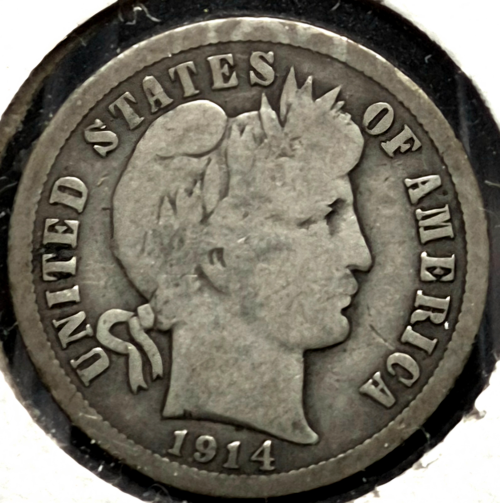 1914 P Barber Dime 90% Silver, Better VG -F Features Vintage Flip