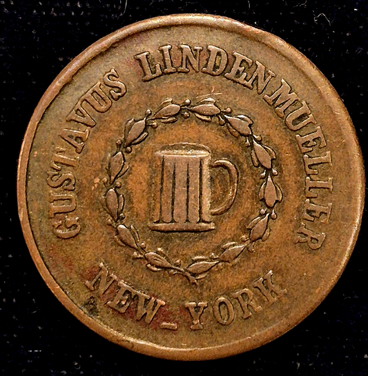 1863 CIVIL WAR Token, Crisp XF-AU Features, Gustavus Lindenmueller F-630AQ-1a