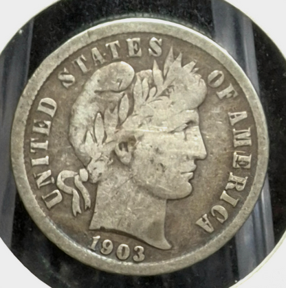 1903 Barber Dime 🥈90% Silver🥈Very Fine Detailed Circulated Condition