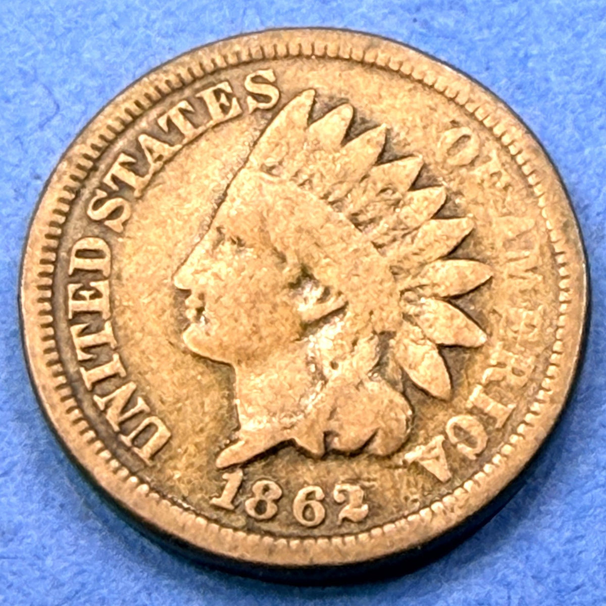 1862 Indian Head Cent Penny 1C VG Very Good Civil War Era Copper Nickel White