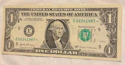 Star Note Birthday - February 24, 1987 Serial # 02241987 Anniversary Special Day