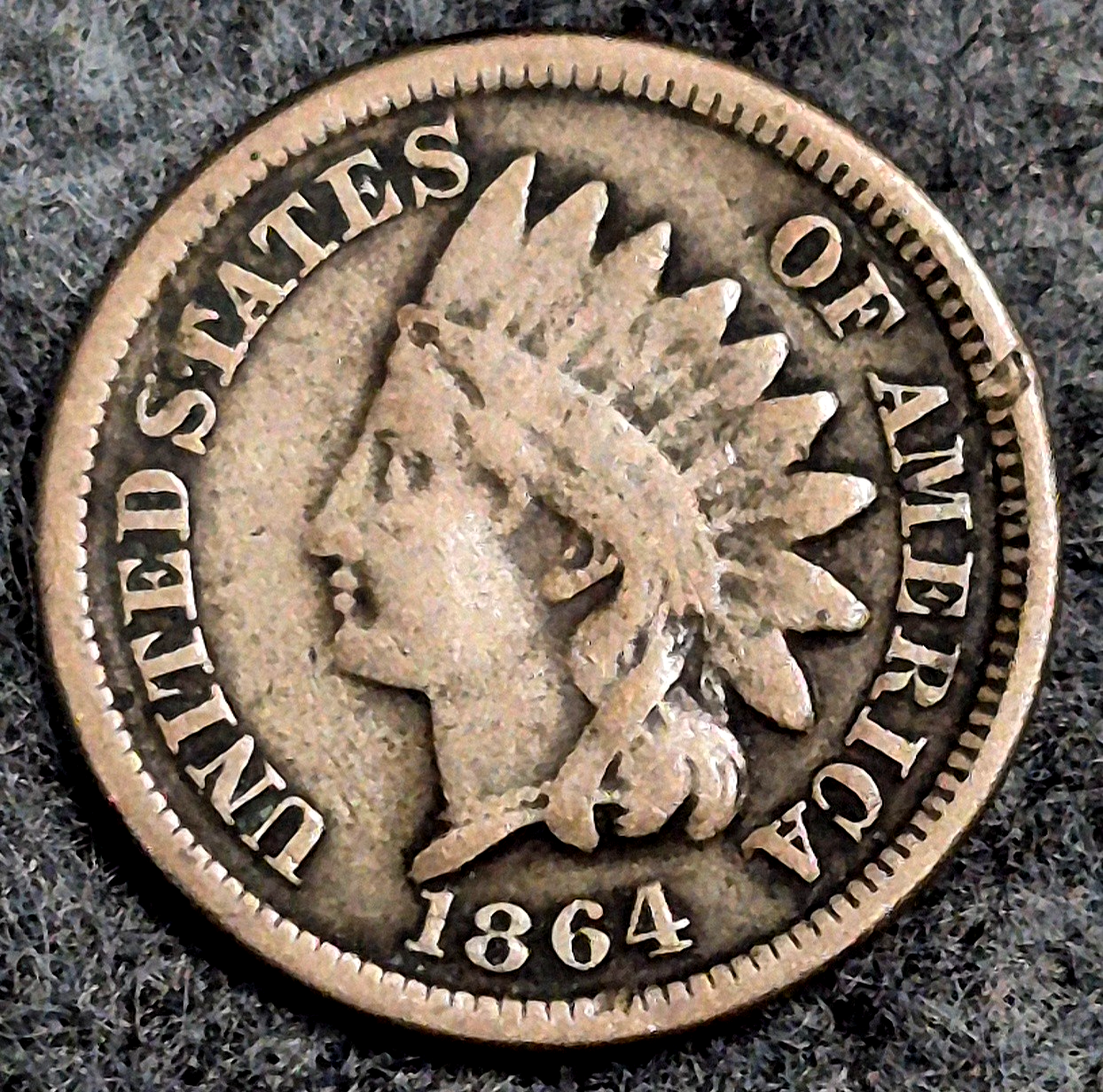 1864 Indian Head Cent VG Features Type II Chunky Oak Wreath Coin Shown