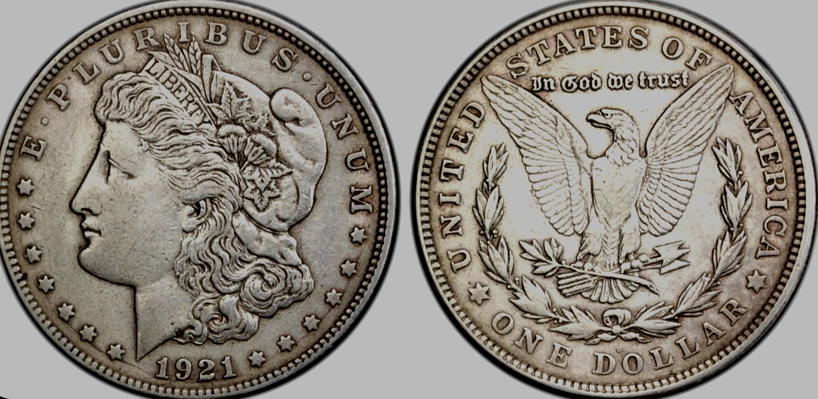 (1) 1921-D Morgan Dollar 90% Silver With Extra Fine Circulated Features 1$