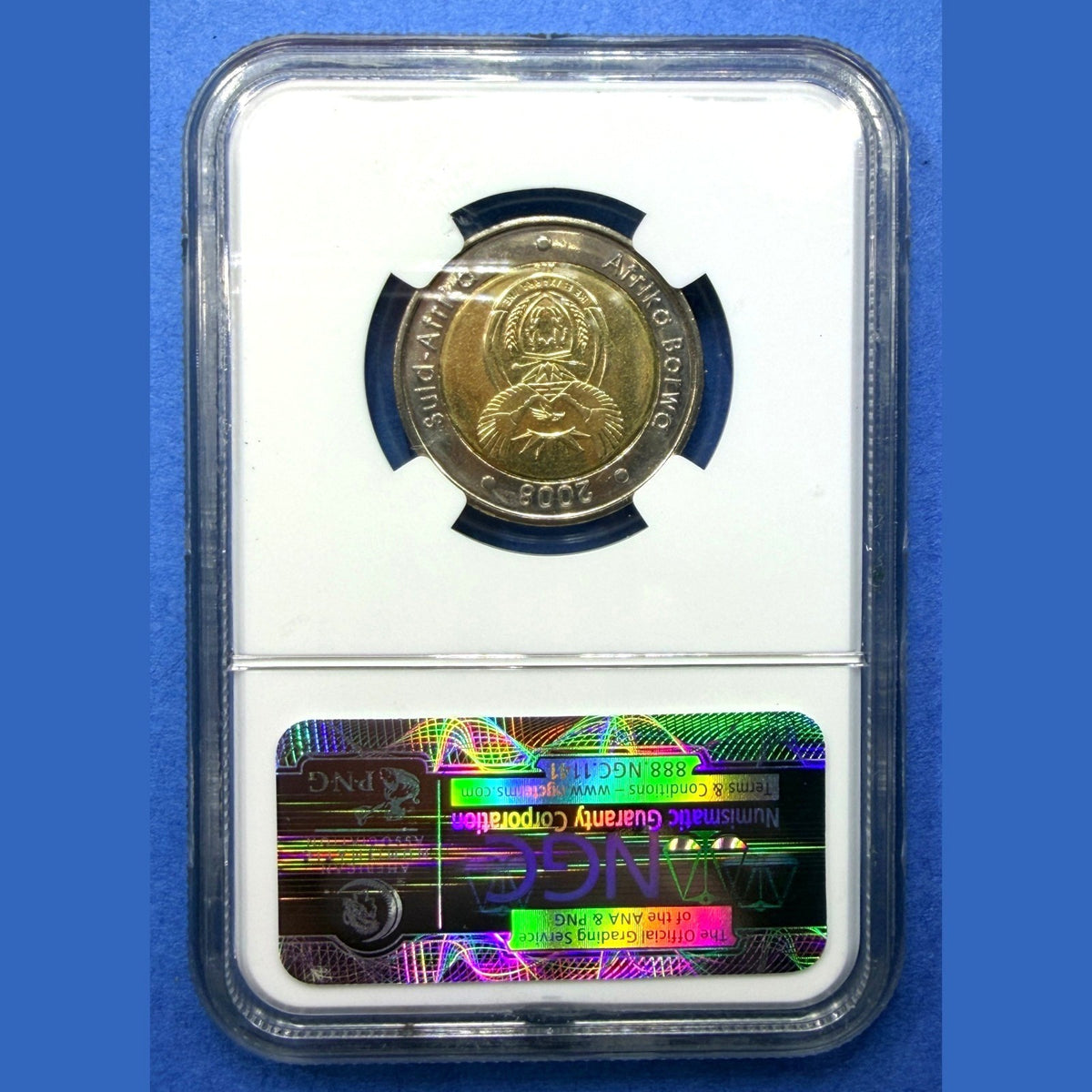 2008 South Africa 5 Rand Nelson Mandela 90th Birthday NGC MS65 Mandela Label