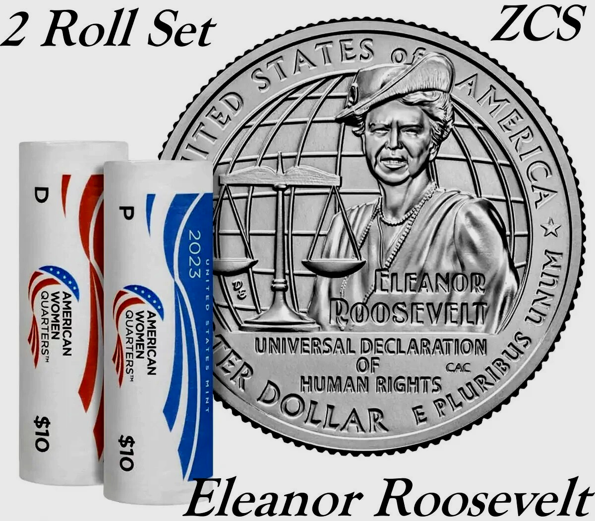 2023 P D Eleanor Roosevelt American Women Quarters Mint Packaging 2 Roll Set US