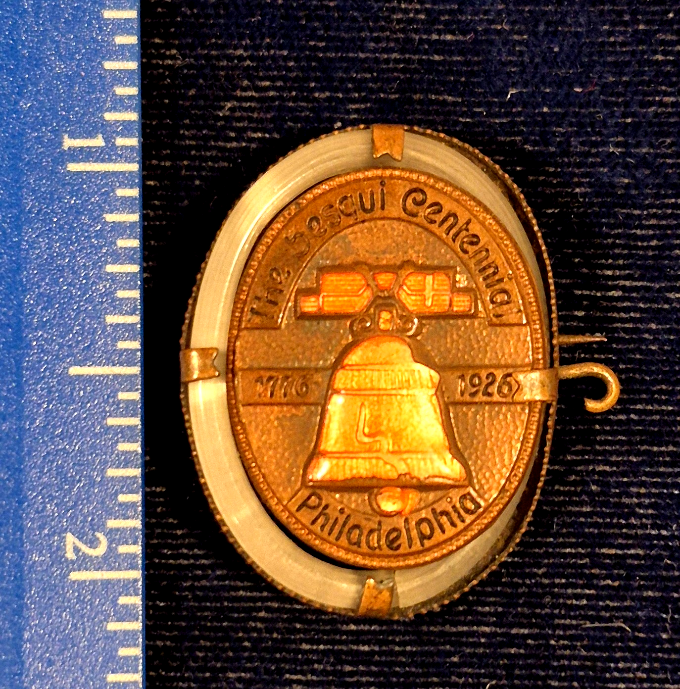 Vintage 1926 Philadelphia Sesqui-Centennial Expo Souvenir Bell Lapel Pin