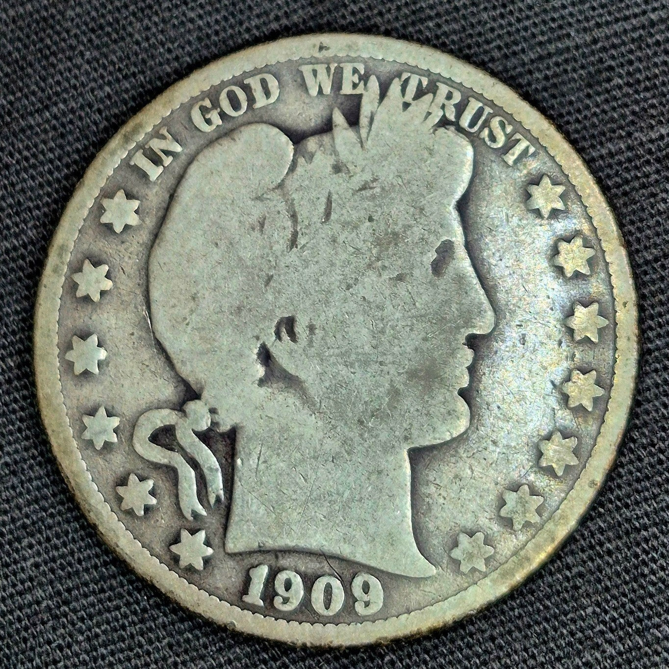 1909 Barber Half Dollar 90% Silver 50C Circulated Condition