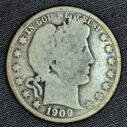 1909 Barber Half Dollar 90% Silver 50C Circulated Condition