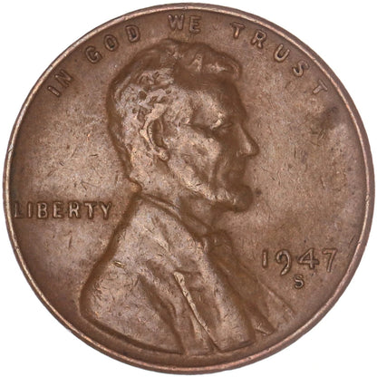 1947 S Lincoln Cent Average Circulated Condition Copper Penny San Francisco Mint