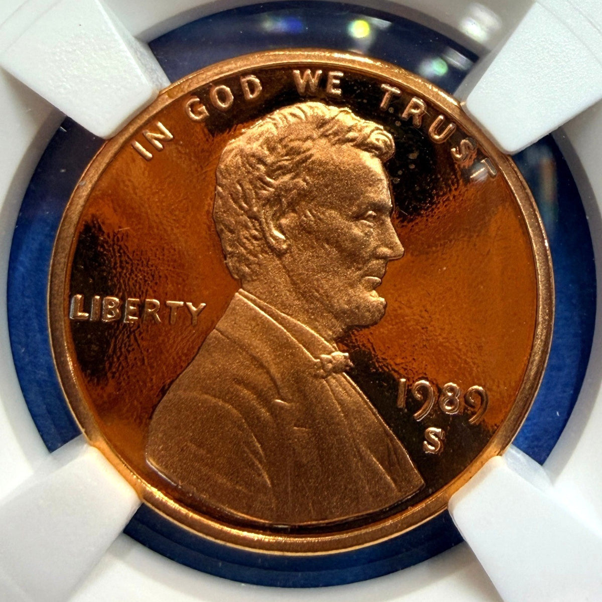 1989-S Lincoln Memorial Cent Proof NGC PF69 RD Ultra Cameo Deep Red Mirror 1C - photo 2