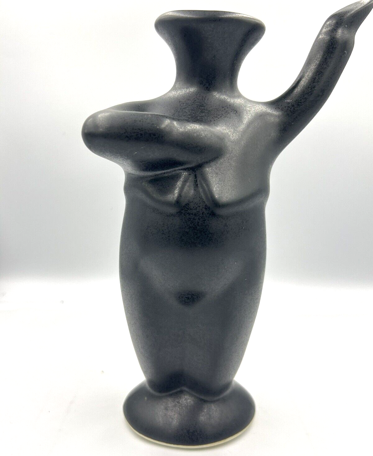 Michael Lambert Signed Studio Pottery Stoneware Vase, Dancing Black Figural Design