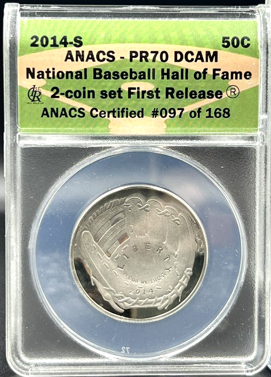 2014 Baseball Hall of Fame PR70 + MS70 Limited Edition 2 Coin Set First Release
