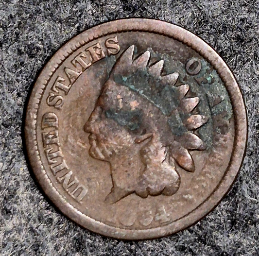 1864 Indian Head Cent Penny AG Features  Type III, Hole Filler, Coin Pictured 1C