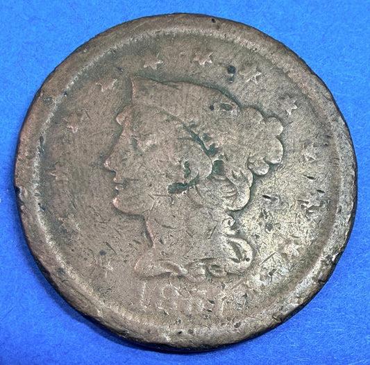 1851 Braided Hair Large Cent 1C G Good Copper Penny Philadelphia Mint US Coin