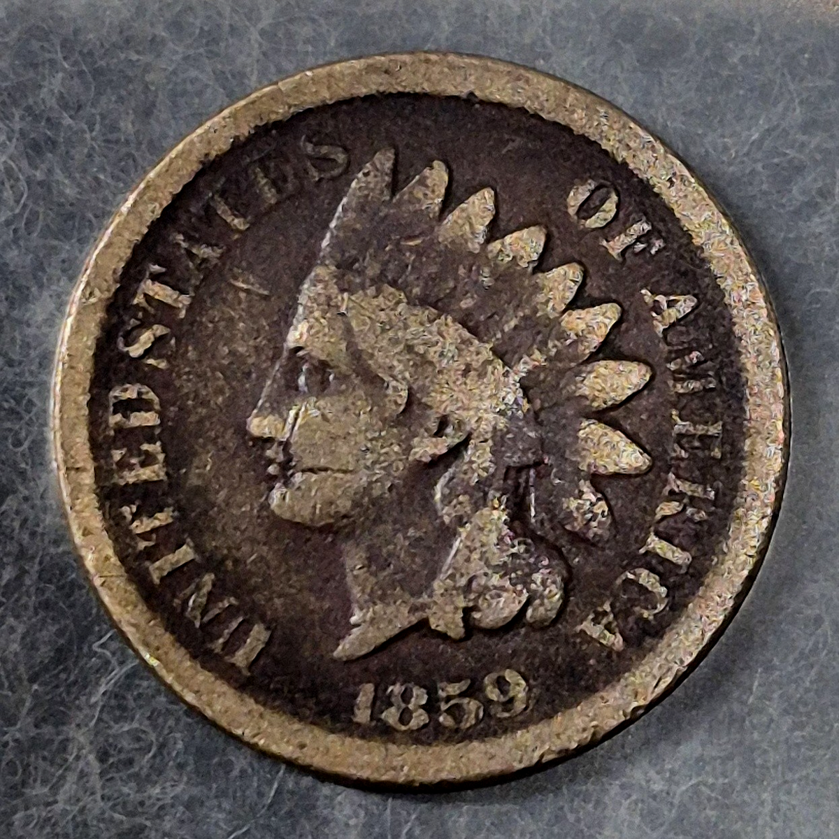 1859 Indian Head Cent Penny 1C VG Very Good Copper-Nickel Laurel Wreath 1st Year