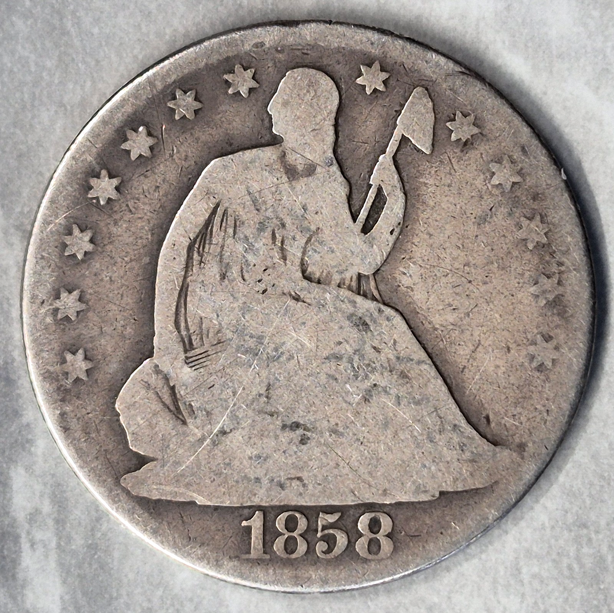 1858-O Seated Liberty Half Dollar 50C New Orleans 90% Silver Pre-Civil War Good+