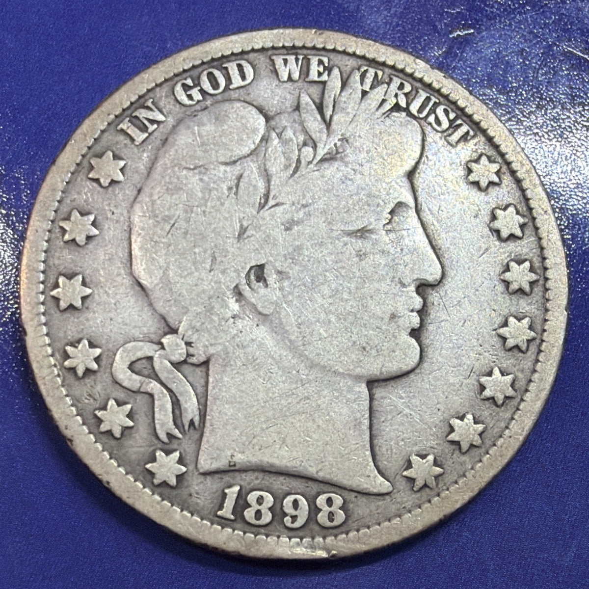 1898 Barber Half Dollar 50C F-VF Fine Very Fine 90% Silver US Coin
