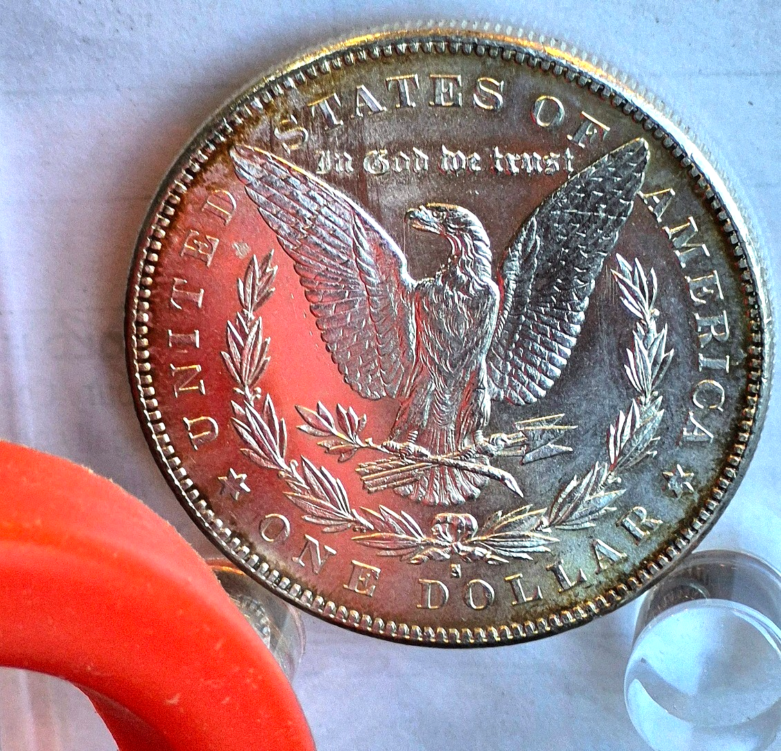 1878-S Morgan 90% Silver PL Strong MS Features Toned 7 Feathers 1st Year $1