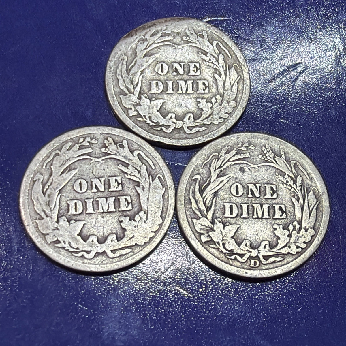 1903 1907 1911 Barber Dime 10C Lot of 3 G Good 90% Silver US Coins