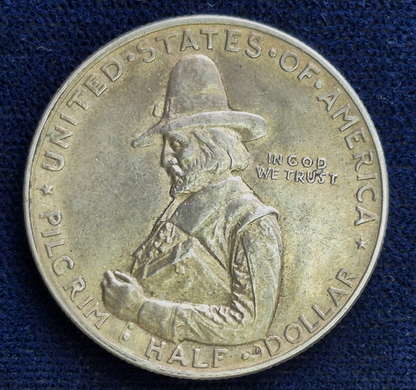 1920 Pilgrim Commemorative Half Dollar 50C - 90% Silver - Incredible Toning