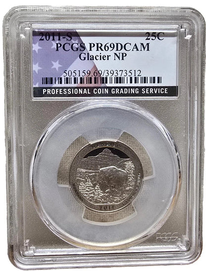 🔥 2011 S 25C GLACIER  NP National Park Washington Quarter PCGS PR69DCAM