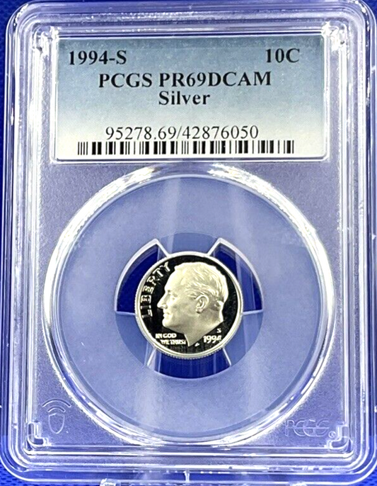 1994 S 10C Roosevelt Dime Proof PCGS PR69 DCAM Blue Label
