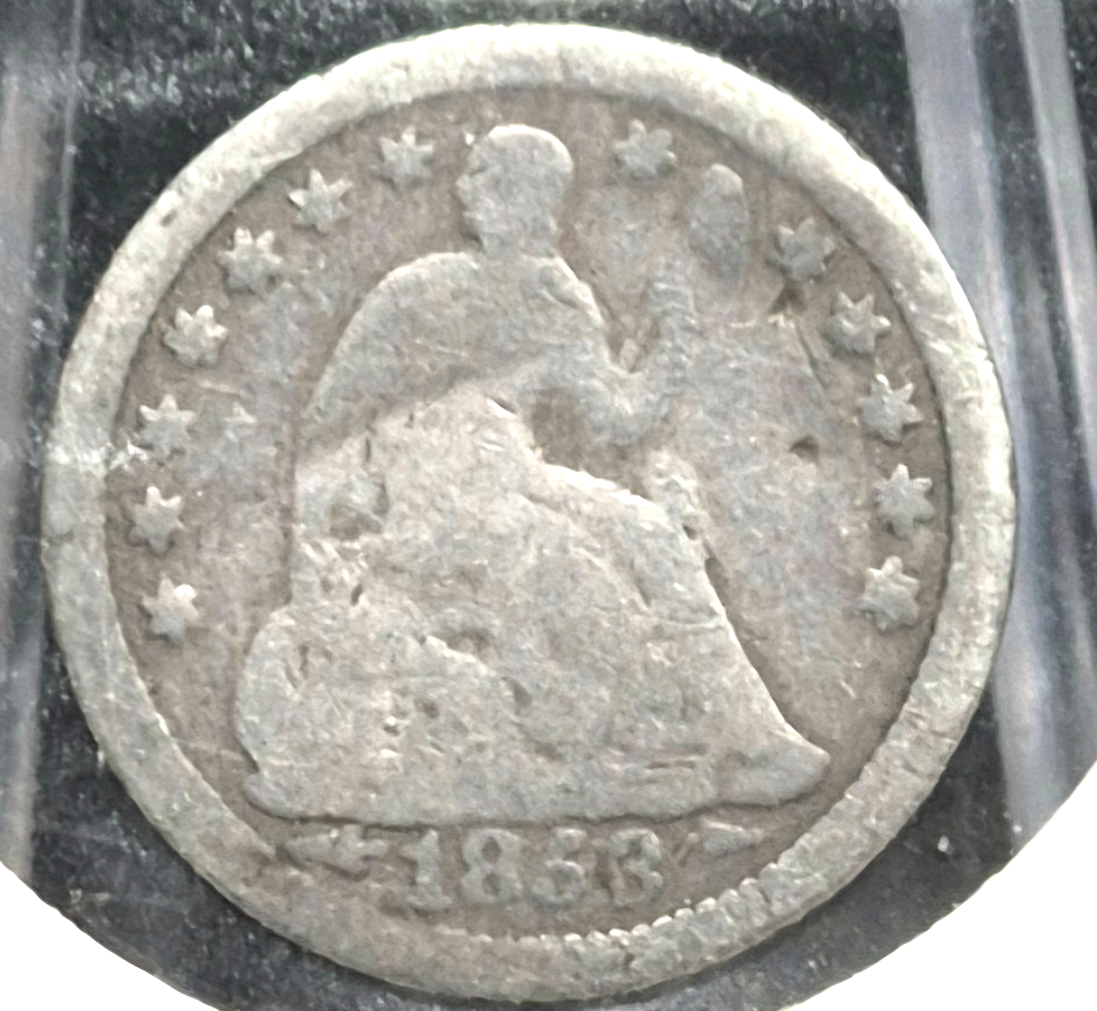 1853  Liberty Seated Half Dime Rotated Die 90% Silver Arrows at Date Good Detail
