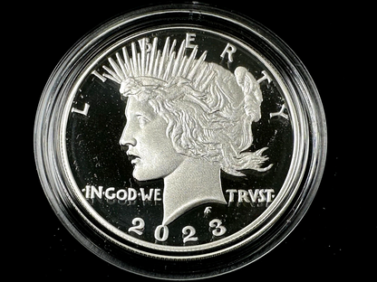 {4 Coin Set}  2023 Morgan & Peace Silver Dollars  Unc & Proof OGP BOX COA .9999