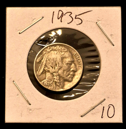 1935D Buffalo Nickel US Five Cent Coin Strong VF-XF Features 5C