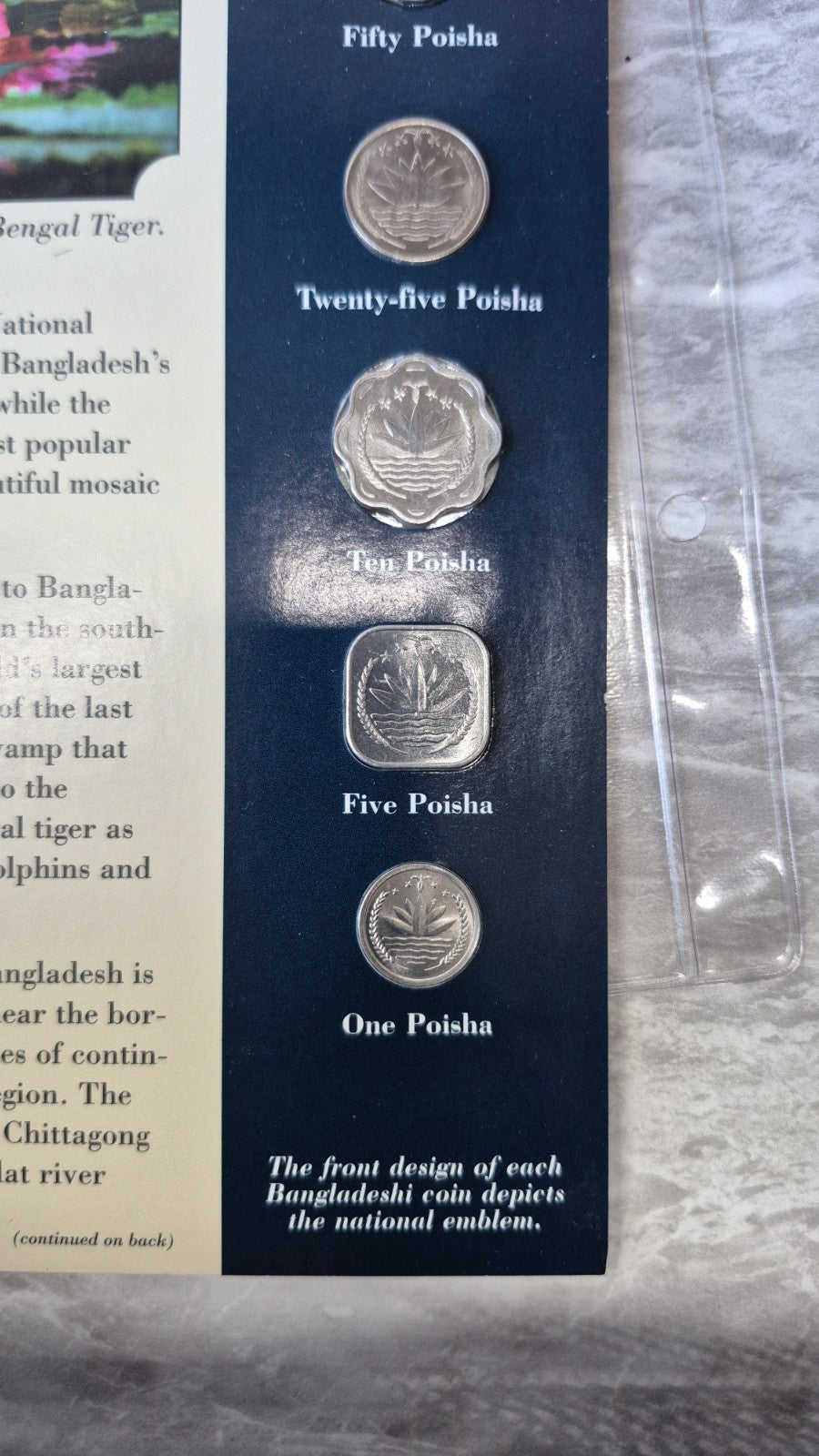 Bangladesh 8 Coin Set Sheet 1 5 10 25 50 Poisha 1 2 5 Taka Uncirculated Tiger
