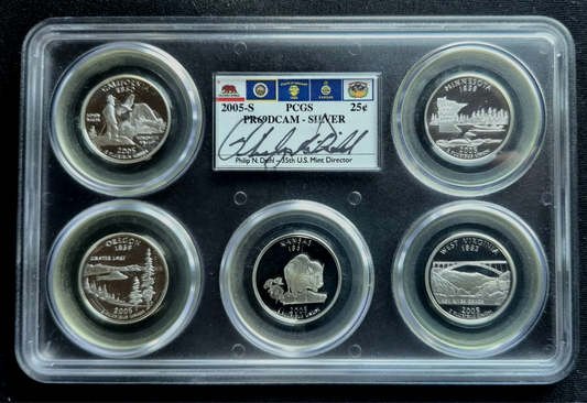2005-S State Quarter 5-Coin Silver Proof Set PCGS PR69DCAM Diehl Signature