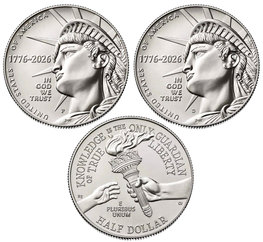 2026 SemiQuincentennial Enduring Liberty BU Half Dollar P&D 2 Coins Frm Mint Bag