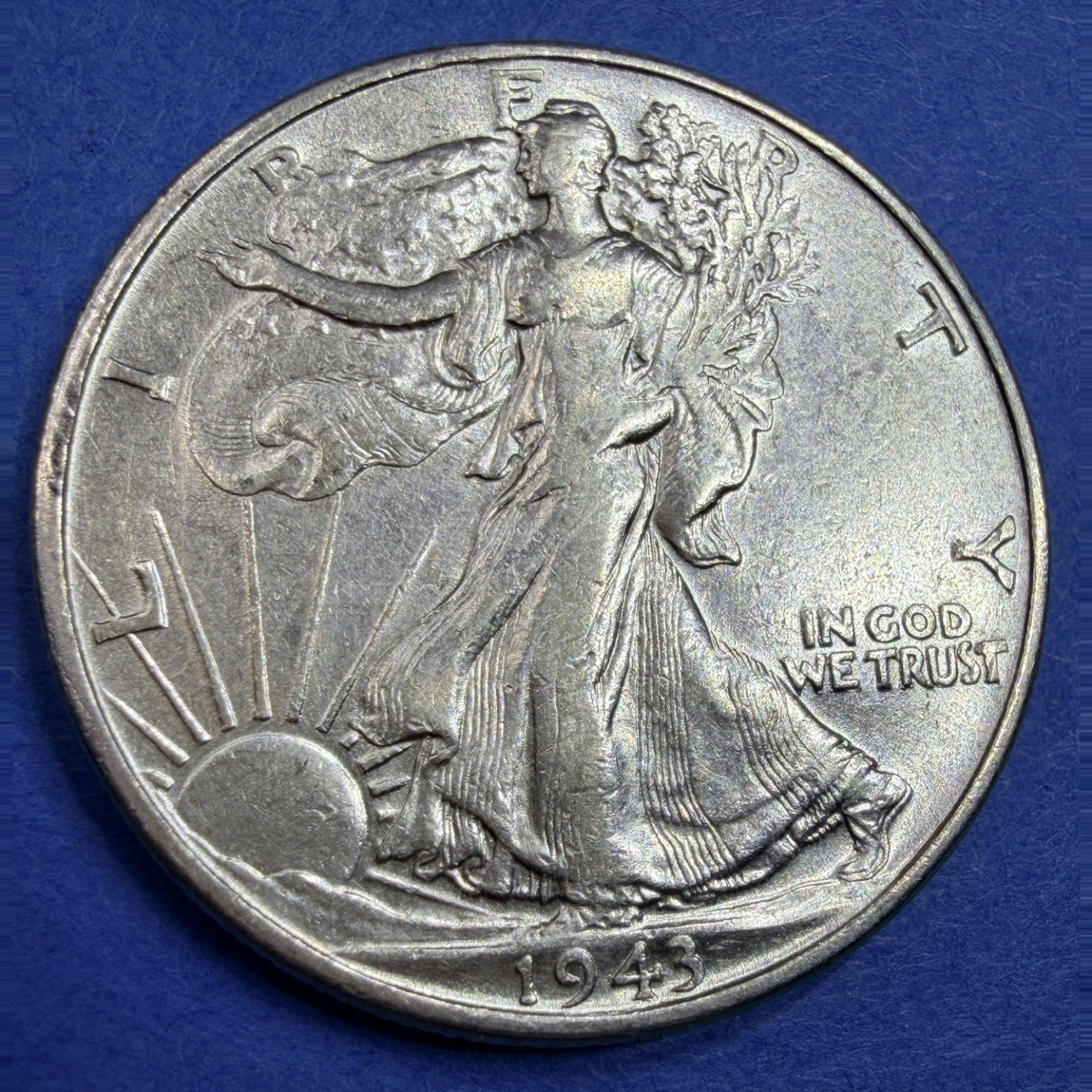 1943 Walking Liberty Half Dollar 50C AU About Uncirculated 90% Silver WWII Coin