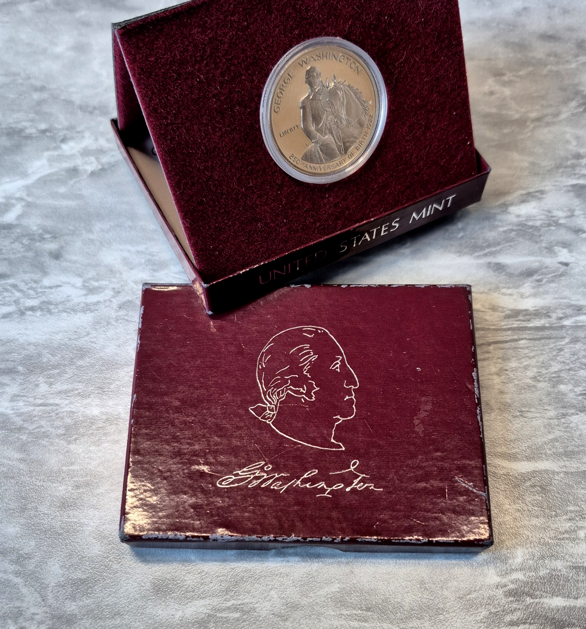 1982-S George Washington 250th Anniversary Proof 90% Silver Half Dollar OGP COA