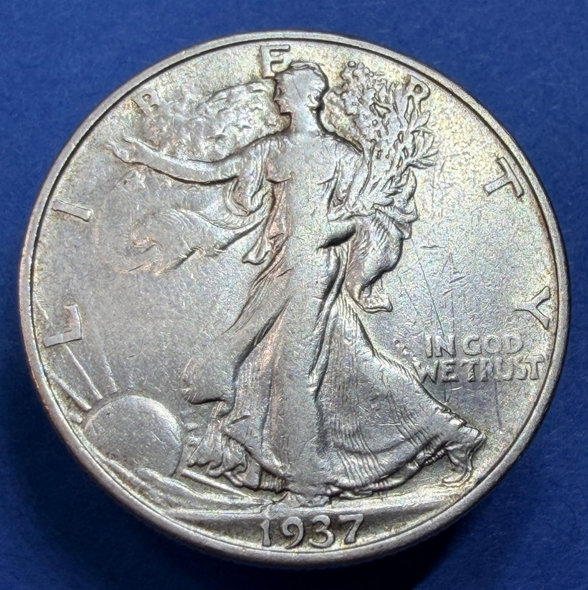 1937-D Walking Liberty Half Dollar 50C XF Extremely Fine 90% Silver Denver Coin