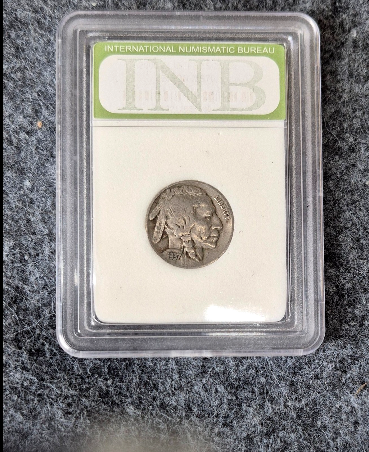 1937 Buffalo Nickel Fine Full Date Indian Head 5C Coin in Holder Raw Ungraded
