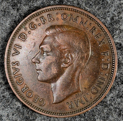 1938 United Kingdom UK Great Britain One 1 Penny Beautiful Actual Coin KM-845