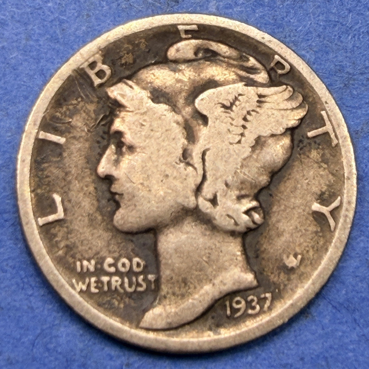 1937 Mercury Dime 10C VG Very Good 90% Silver Winged Liberty Head Philadelphia
