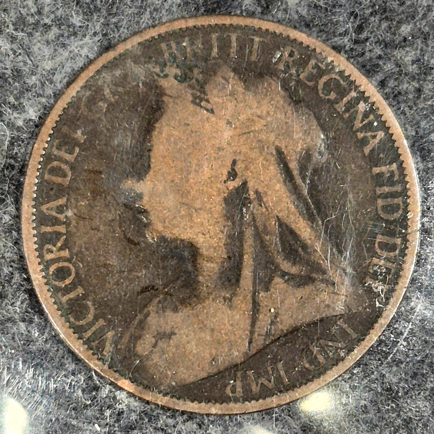 Queen Victoria 1896 England Bronze One Penny Coin Uncertified with Story Card