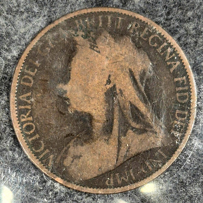 Queen Victoria 1896 England Bronze One Penny Coin Uncertified with Story Card