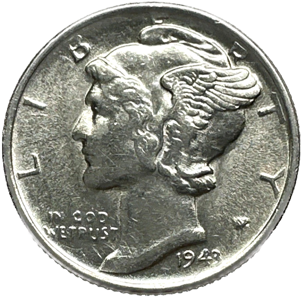 1943 P Mercury Dime BU Brilliant Uncirculated 90% Silver 10c FSB White Coin