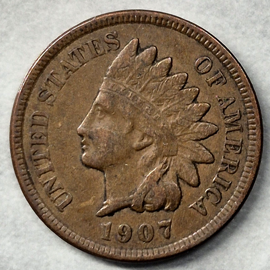 1907 Indian Head Cent Penny 1C VF Very Fine Bronze Philadelphia Antique US Coin