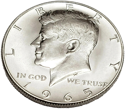 ⭐ 1965 Kennedy Half Dollar AU About Uncirculated 40% Silver Collectible JFK