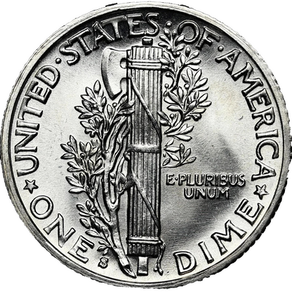 1940-S Mercury Dime BU Brilliant Uncirculated 90% Silver 10c Sharp Strike White