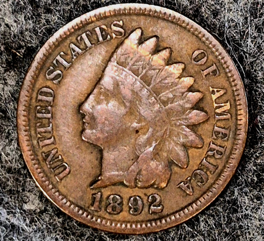 1892 Indian Head Cent Penny VF+ Features Full Liberty, Receive Coin Pictured 1C