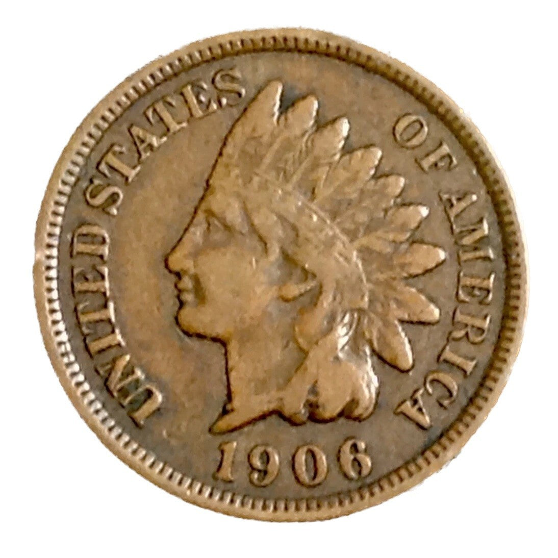 1906 Indian Head Cent Good-Fine (G-F) Average Circulated Condition Bronze Penny